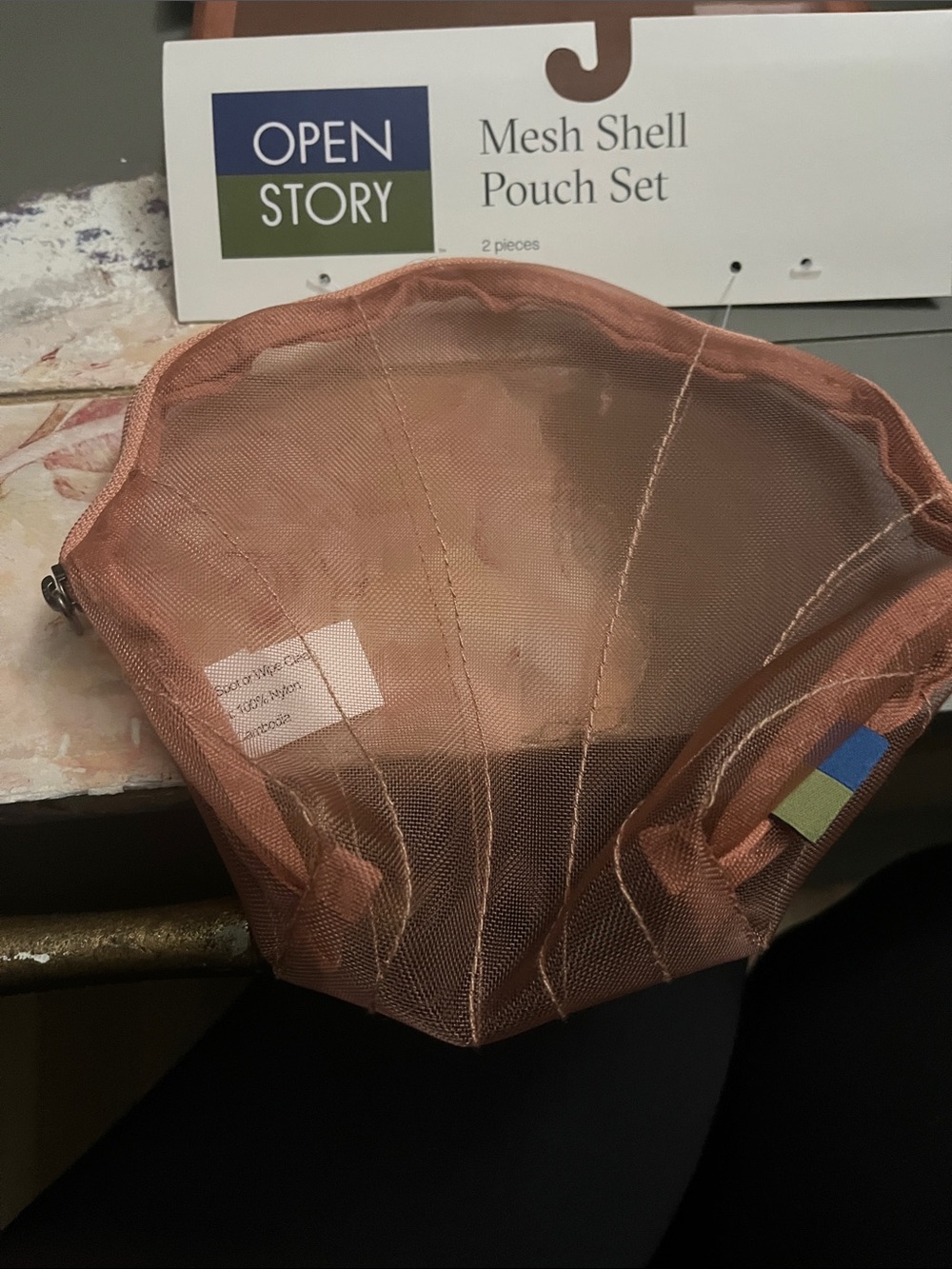 Open Story Rose Mesh Shell Pouch Set - 2 Pieces - Picture 3 of 3